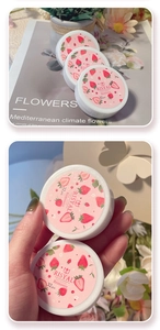 Close-up of strawberry scented nail polish remover pads in a compact 32 pieces container