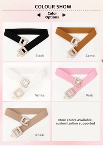 Elastic waist belt color selection featuring double rhinestone buckles in five colors