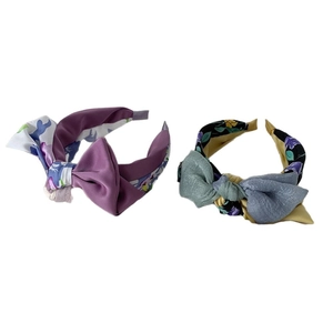 Retro dubbellaagse kleurblok hoofdband met zeer stijlvolle 3D organza strik accenten