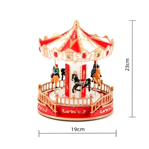 Classic carousel music box showing 23cm height and 19cm base diameter dimensions
