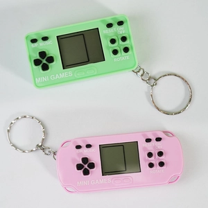 Mini console di gioco portatile Tetris portachiavi in rosa e verde con schermo LCD
