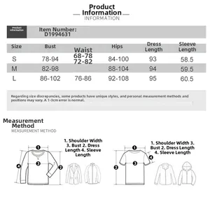 Guide des tailles détaillé pour robe courte en mesh avec mesures pour les tailles S, M, L
