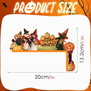 Detailed product size chart for Halloween vintage wood door corner decor 20x13.2cm
