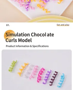 Macro detail of colorful polymer clay spiral chocolate rolls for DIY dessert decoration