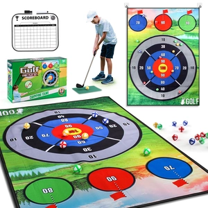 Golf Chipping Game Set Large 1.5x1m Target Mat With 20 Sticky Balls Golf Club Hitting Mat Indoor Outdoor Family Sports Practice Toy Gift
