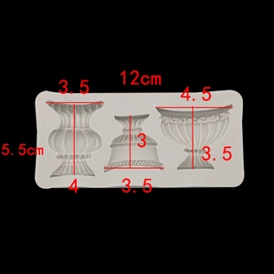 Detailed view of silicone mold dimensions for vase shaped fondant and DIY resin crafts
