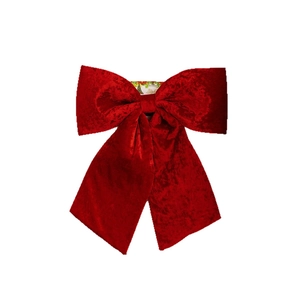 Large red velvet Christmas tree bow ornament for festive wedding and New Year decor