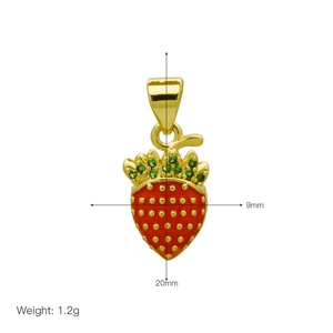 Detailed strawberry pendant size specifications 9x20mm with colorful zircon crystals