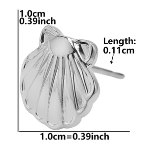 Detailed macro view of seashell earring with precise 1.0cm dimension measurements