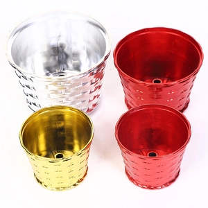 Christmas Tree Stand Pot Plastic Woven Texture Base Fixing Holder For Desktop Holiday Decoration Metallic Gloss