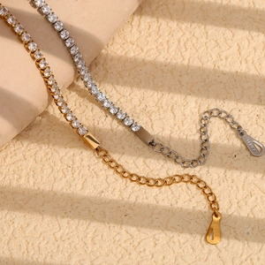 Classic 18K gold plated tennis bracelets with 3mm cubic zirconia stones in gold and silver