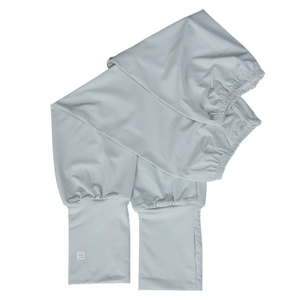 Breathable ice silk sun protection sleeves for women in light grey with anti-slip bands
