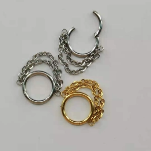 Minimalist 316L Stainless Steel Chain Hoop Earrings For Women Punk Double Layer Tassel Gold Silver Polish Fashion Jewelry