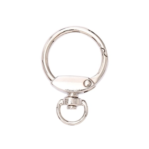 Polished silver zinc alloy star clasp keychain with a 360-degree rotating swivel base