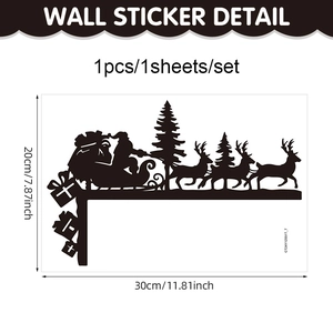 Christmas Santa Claus sleigh silhouette wall sticker 20x30cm for festive corner decor