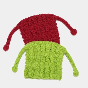 Cute knitted beanie with funny antenna design in hot pink and neon green yarn