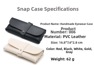 Litchi pattern PVC leather glasses case with metal snap button closure in black and white