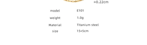 Detailed specs of the titanium steel lip chain bracelet, 1.0g weight and 15+5cm length