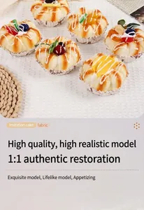 Set of 6 realistic artificial PU cupcakes featuring fruit toppings and baking paper liners