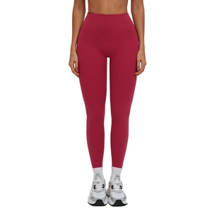 Legging de yoga taille haute rouge rose sans couture avant pour contrôle du ventre