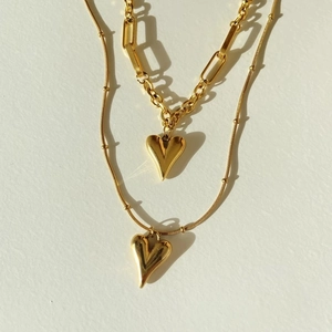 Heart Pendant Necklace With 18K Gold Plated Titanium Steel Chain And Zircon Inlaid Copper Jewelry For Women Trendy Ins Style