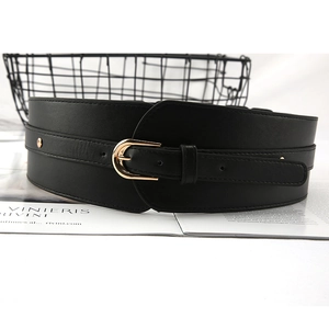Women Wide Corset Belt PU Leather Elastic Waistband Studded Vintage Decorative Cinch Belt With Alloy Pin Buckle