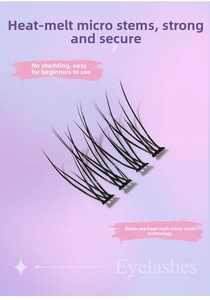Detail of fishtail style individual false eyelashes with hot-melt micro-stem technology