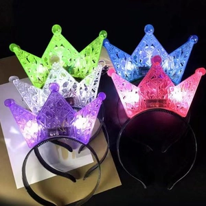 LED Glowing Crown Headband Plastic Light Up Birthday Halloween Party Headwear Hollow Design