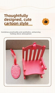 Miniature red wooden rocking chair and memorial heaven plaque Christmas decor set