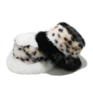 Cappello Alla Pescatora In Pelliccia Sintetica Da Donna Leopardo Patchwork Inverno Caldo Accessorio In Peluche
