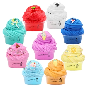 9-piece colorful scented slime kit in cupcake shapes with various charms and toppings