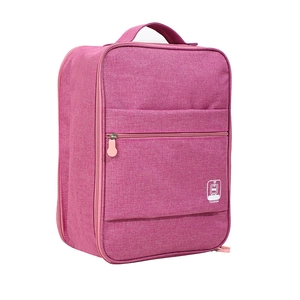 Pink large capacity travel shoe storage bag with handle and luggage strap design