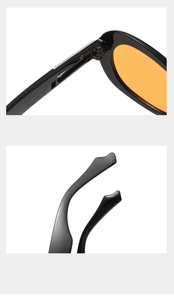 Detail of high-quality hinges and ergonomic curved temples of these trendy sunglasses
