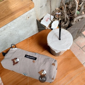 Japanese style embroidered cat pencil case in grey fabric with large capacity storage