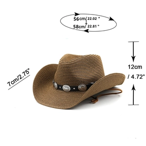 Panama straw hat dimensions showing 56-58cm circumference and 7cm wide brim size
