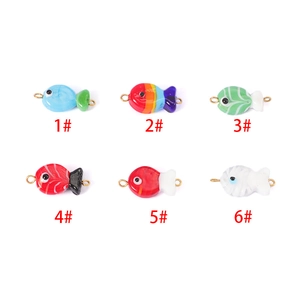 Colorful glass clownfish beads set with metal loops for DIY jewelry making