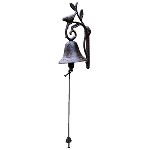Vintage cast iron doorbell with birds and leaves design for garden wall decoration