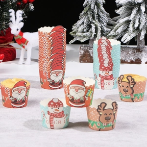 Weihnachten Cupcake Förmchen Weihnachtsmann Schneemann Rentier Muster Einweg Papier Kuchendeko Feiertag Party Backen Deko
