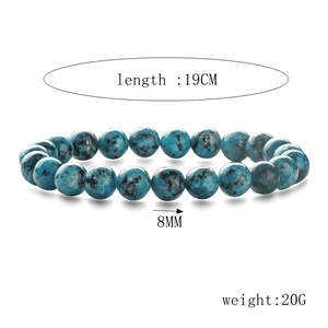 Bracelet extensible en perles d'agate bleue naturelle et turquoise de 8mm et 19cm