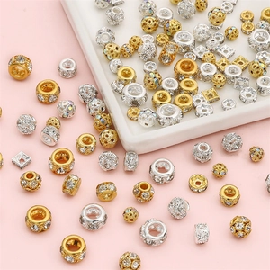 Alloy Rhinestone Spacer Beads Rondelle Faceted Wheel Beads For Jewelry Making DIY Bracelet Necklace Accessory Gold Silver