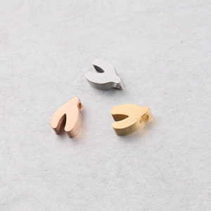 Polished stainless steel wishbone beads in silver, gold, and rose gold finishes