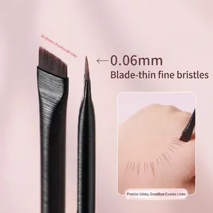 Professional 0.06mm blade eyeliner and angled eyebrow brush with fine fiber bristles