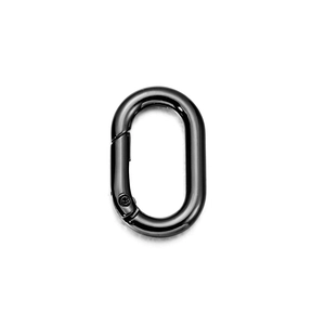 Polished black oval spring gate buckle ring made of zinc alloy for bags and DIY crafts