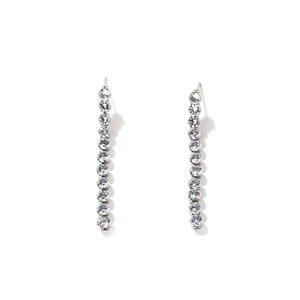 Sparkling silver drop earrings with full cubic zirconia stones and long tassel fringe