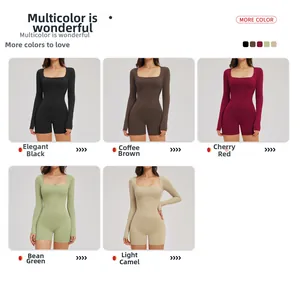 Vue détaillée des combinaisons de sport à manches longues pour femmes en cinq couleurs