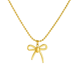 Collana minimalista in acciaio inossidabile dorato con un delicato ciondolo fiocco