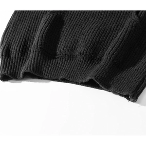 Black Japanese retro oversized hooded sweater with ribbed hem and kangaroo pocket detail