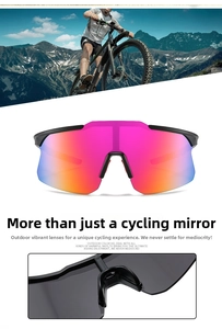 Detail of pink-orange gradient sports sunglasses lens and anti-slip nose pad design