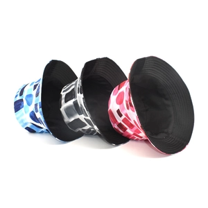 Unisex foldable bucket hat with colorful geometric patterns and wide brim for sun protection