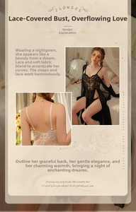 Detail of white lace embroidery and sheer mesh fabric on a sexy lingerie nightdress